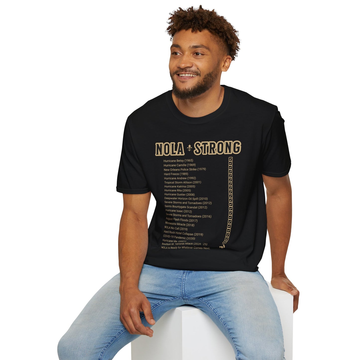 .NOLA Strong Black Unisex Softstyle T-Shirt