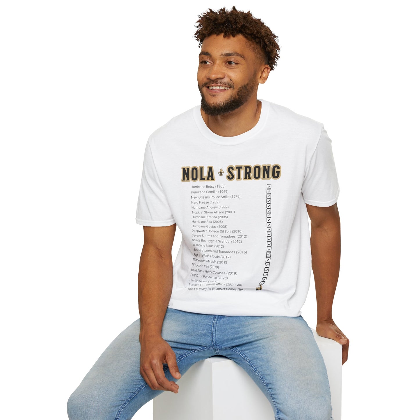 .NOLA Strong White Unisex Softstyle T-Shirt