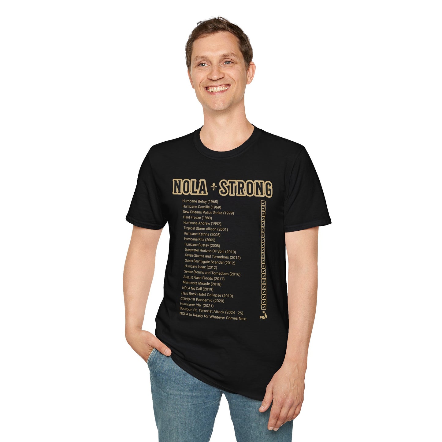 .NOLA Strong Black Unisex Softstyle T-Shirt