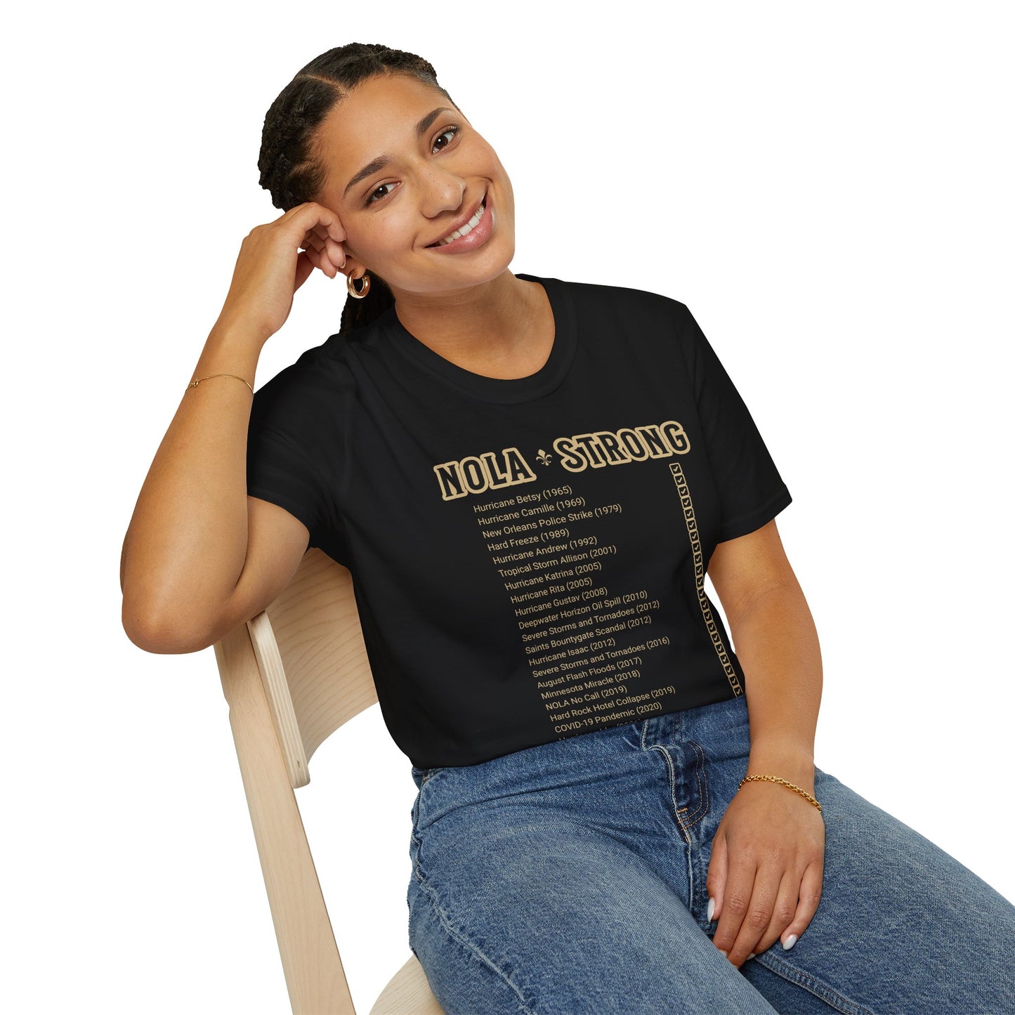 .NOLA Strong Black Unisex Softstyle T-Shirt